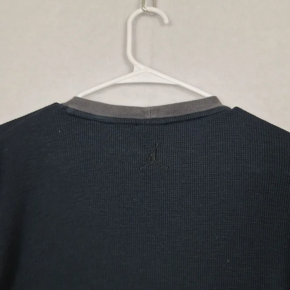 Jordan Embroidered Jumpman Waffle Black Knit T-Shirt Mens XL Long Sleeve Comfort